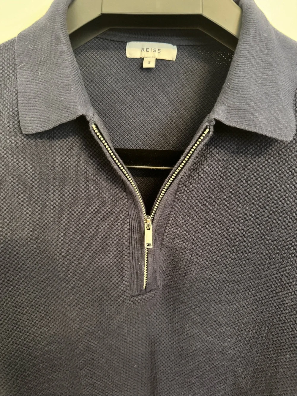 Reiss Men's Dark Navy Zip Polo Sweater